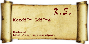 Kozár Sára névjegykártya