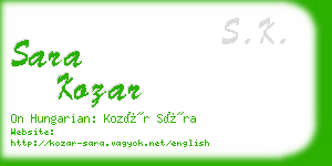 sara kozar business card
